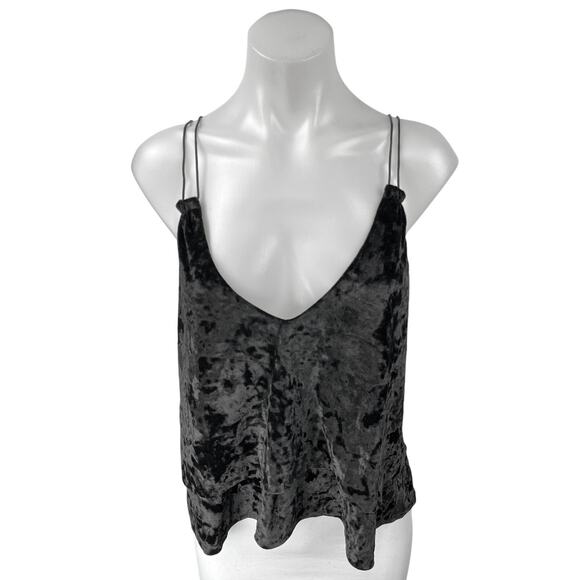 Express Black Velvet Velour Sleeveless Cami Camisole Scoop Neck Crop Tank Top M - Picture 1 of 5